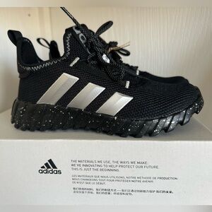 Adidas Kids Kaptir Flow Running shoes. Size 1 & 1 1/2. Black and Silver